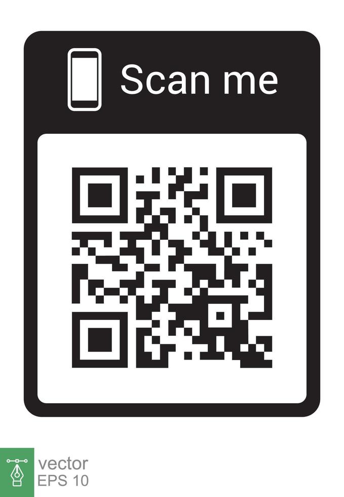 QR-Code für Smartphones. Inschrift scannen Sie mich mit Smartphone-Symbol. QR-Code für die Zahlung. Technologiekonzept. einfacher flacher Stil. vektordesignillustration lokalisiert auf weißem hintergrund. Folge 10. vektor