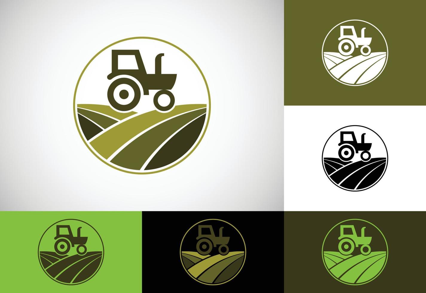 traktorlogotyp eller gårdslogotypmall, lämplig för alla företag relaterade till jordbruksindustrin. vektor