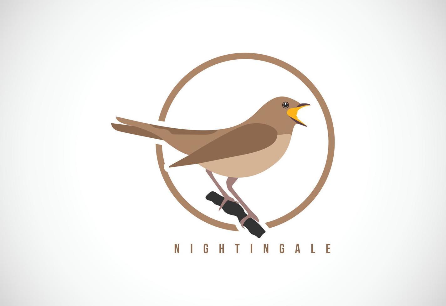 Nachtigallvogel im Kreis. Nachtigall-Vogel-Logo-Design-Vorlage-Vektor-Illustration vektor