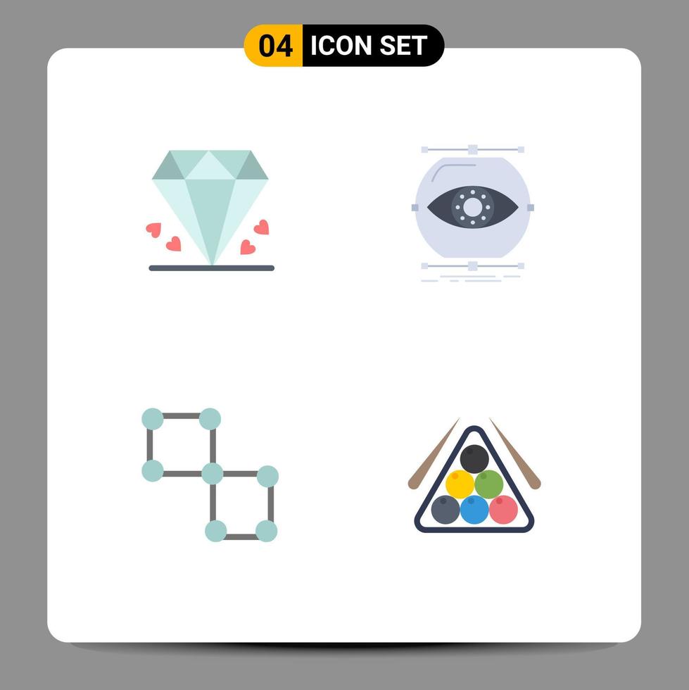 Benutzeroberflächenpaket mit 4 grundlegenden flachen Symbolen von diamantgebundenen Mutterüberwachungswissenschaft editierbaren Vektordesignelementen vektor