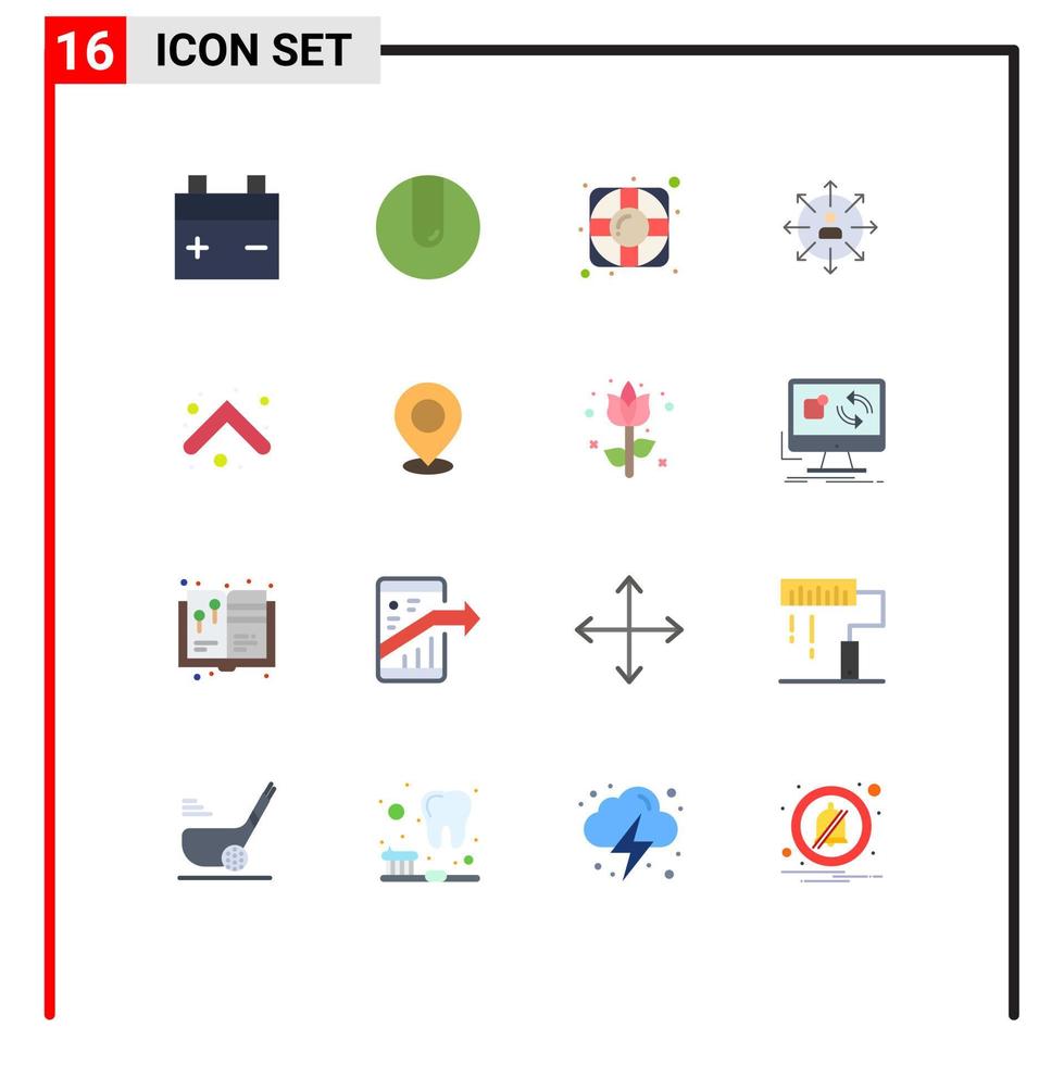 16 thematische Vektor-Flachfarben und editierbare Symbole von Pfeilwegen unterstützen Person Mitarbeiter editierbares Paket kreativer Vektordesign-Elemente vektor