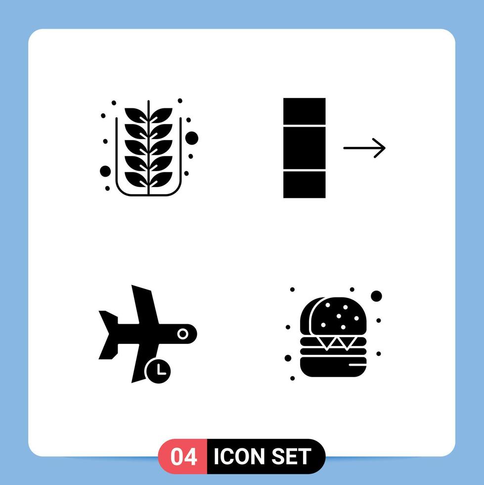 editierbares Vektorlinienpaket mit 4 einfachen soliden Glyphen des Herbstflugs Naturdatentransport editierbare Vektordesignelemente vektor