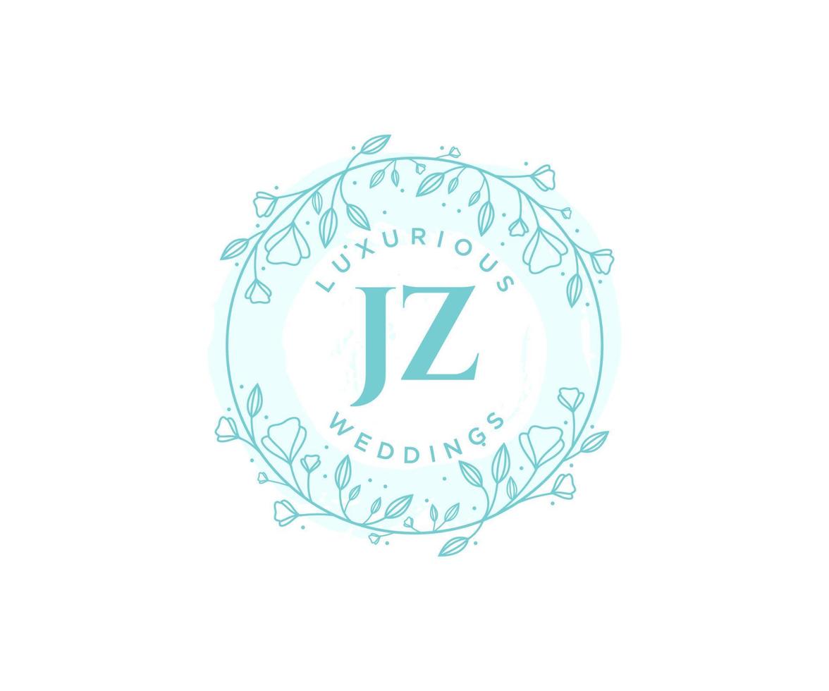 jz Initialen Brief Hochzeit Monogramm Logos Vorlage, handgezeichnete moderne minimalistische und florale Vorlagen für Einladungskarten, Datum speichern, elegante Identität. vektor