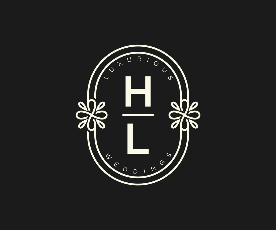 hl initialer brev bröllop monogram logotyper mall, hand dragen modern minimalistisk och blommig mallar för inbjudan kort, spara de datum, elegant identitet. vektor