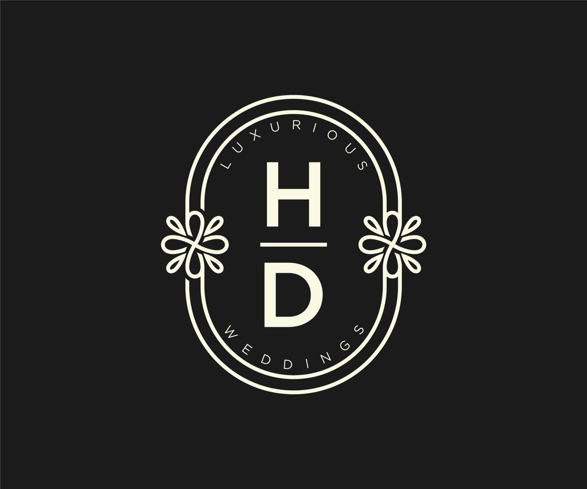 hd initialer brev bröllop monogram logotyper mall, hand dragen modern minimalistisk och blommig mallar för inbjudan kort, spara de datum, elegant identitet. vektor