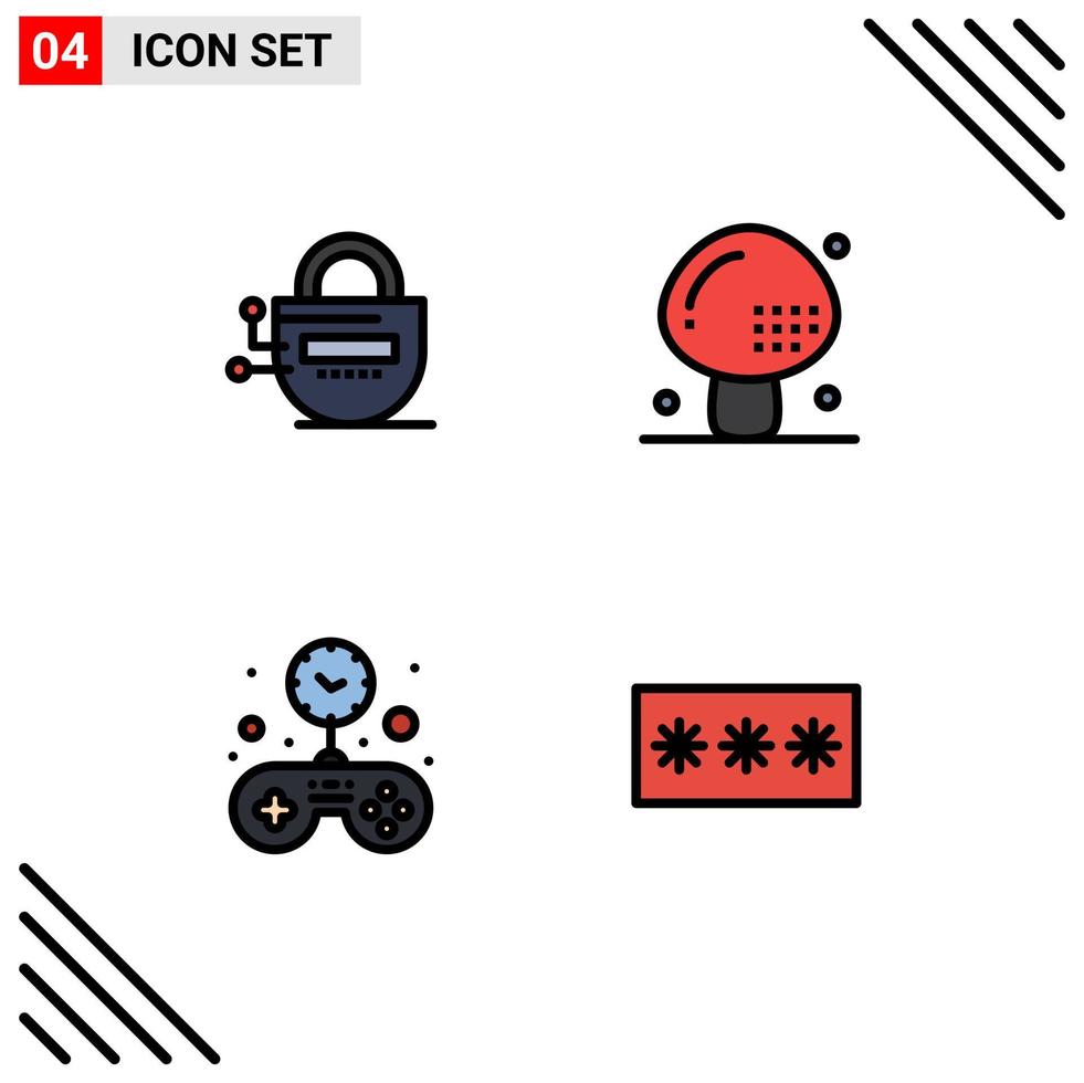 uppsättning av 4 modern ui ikoner symboler tecken för låsa fri passerad mat fast redigerbar vektor design element