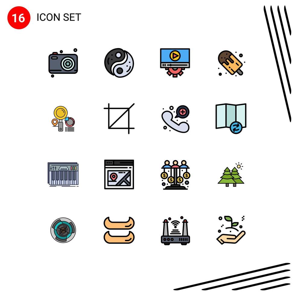 uppsättning av 16 modern ui ikoner symboler tecken för sötsaker mat yin efterrätt design redigerbar kreativ vektor design element