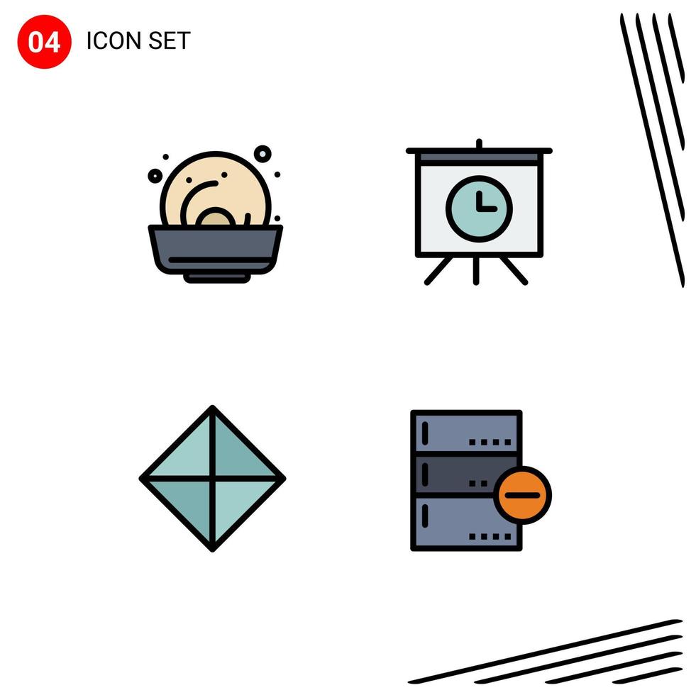 Packung mit 4 modernen Filledline-Flachfarben Zeichen und Symbolen für Web-Printmedien wie Muschelsymbole Board Safety Base editierbare Vektordesign-Elemente vektor