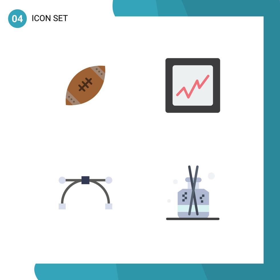 4 flaches Symbolkonzept für mobile Websites und Apps American Point nfl Graph Stick editierbare Vektordesign-Elemente vektor