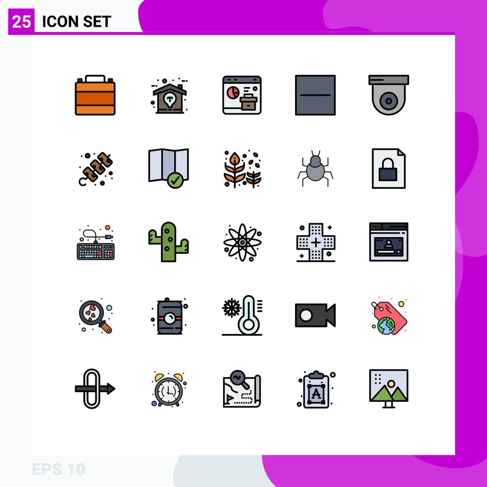 Stock Vector Icon Pack mit 25 Zeilenzeichen und Symbolen für Minus löschen Idee Schließen Bericht editierbare Vektordesign-Elemente