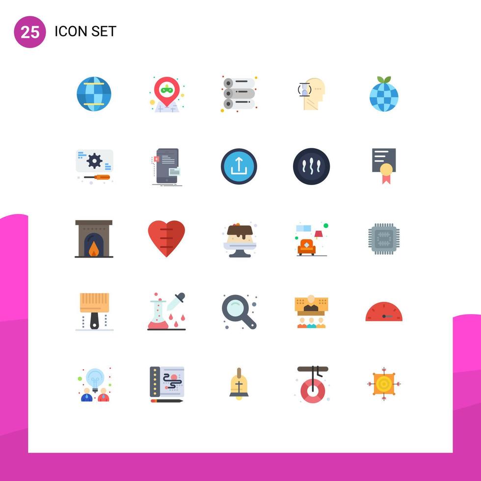 Gruppe von 25 modernen flachen Farben für Entwicklungsökologie-Offset-Erdbenutzer editierbare Vektordesign-Elemente vektor