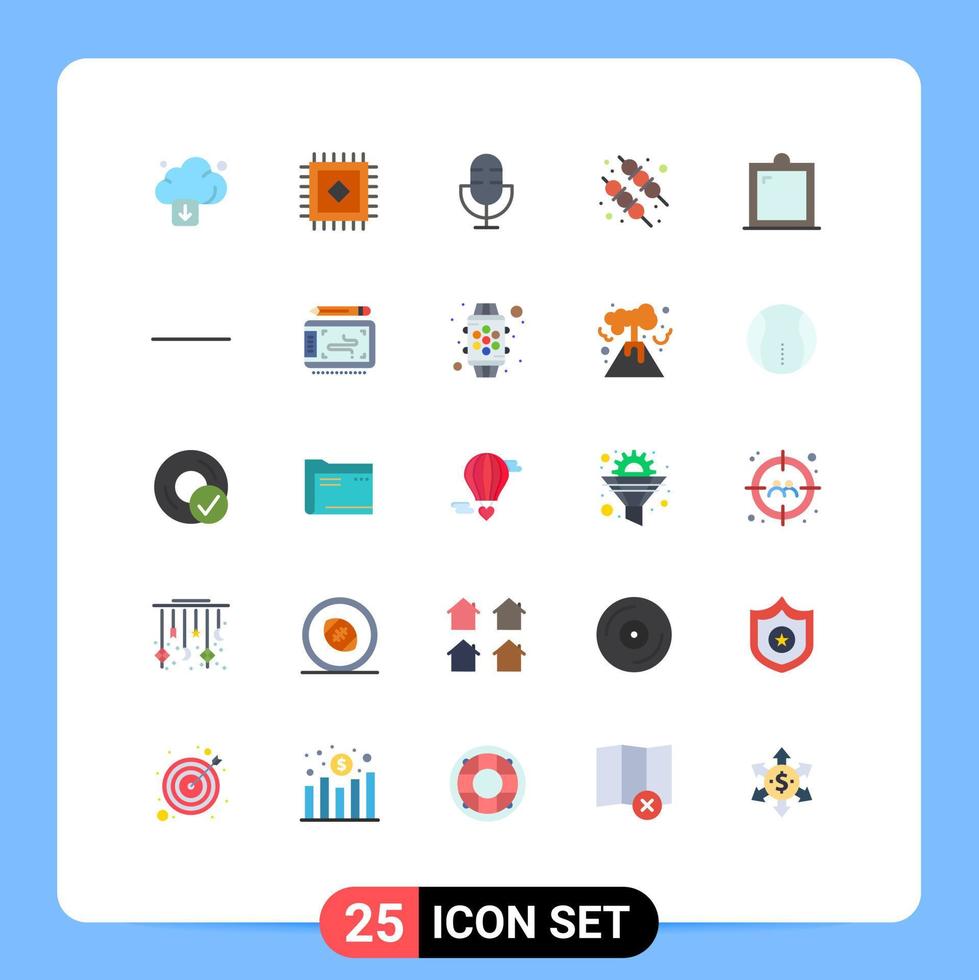 25 flaches Farbpaket der Benutzeroberfläche mit modernen Zeichen und Symbolen von Fenstermöbeln, Mikrofondekor, Grill, editierbaren Vektordesignelementen vektor