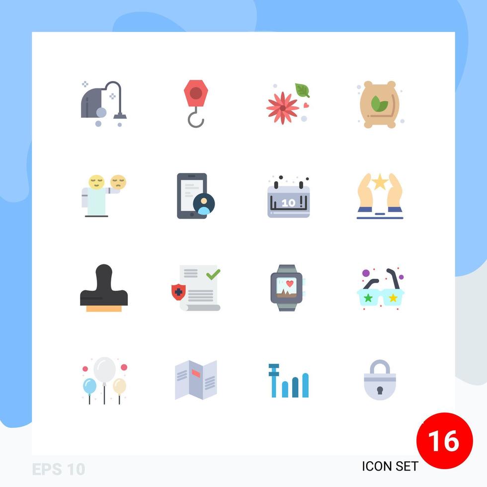 16 användare gränssnitt platt Färg packa av modern tecken och symboler av emoji man smörblomma mat mjöl väska redigerbar packa av kreativ vektor design element