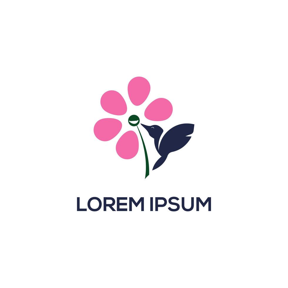 brummande fågel logotyp illustration, blomma och fågel logotyp mall kan använda sig av för din varumärke, branding identitet eller kommersiell varumärke vektor