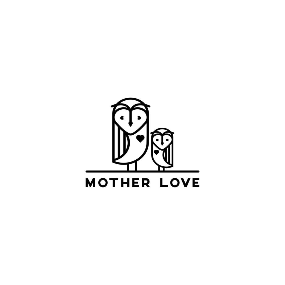 Mutter Liebe Logo Vorlage, Eulenlinie Kunst Logo Vektor