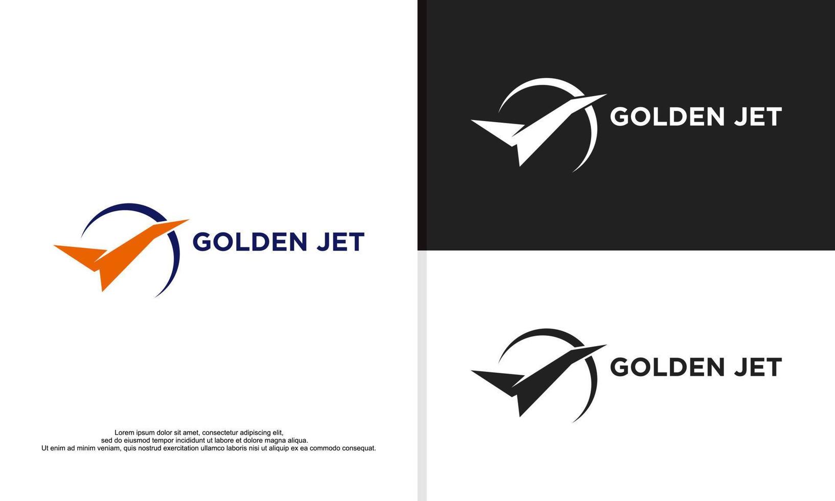 Logoillustration Vektorgrafik des goldenen Jets kombiniert mit einfachem Mond. vektor