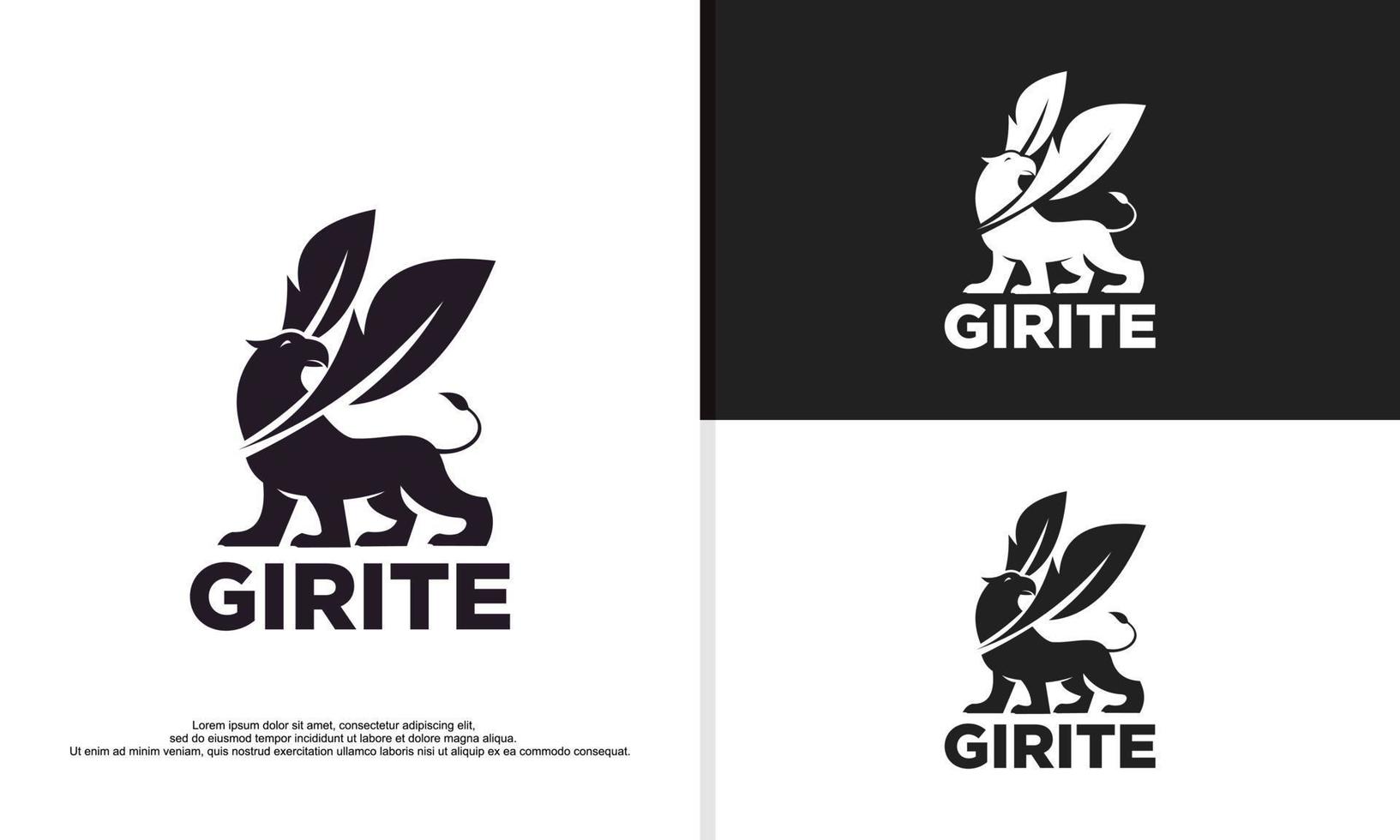 logotyp illustration vektor grafisk av grip silhuett kombinerad med fjädrar.