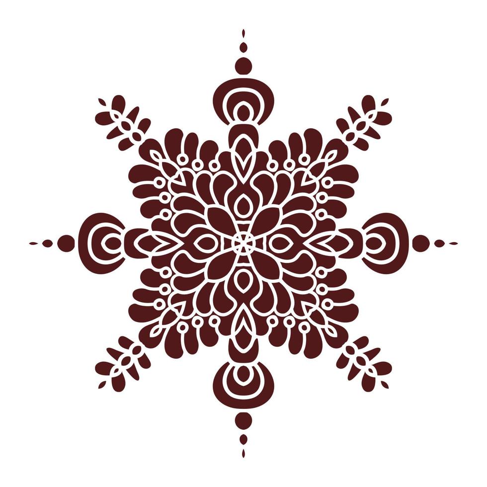 Handzeichnung Mandala-Element, Silhouette in Marsala-Farbe. im italienischen Majolika-Stil vektor