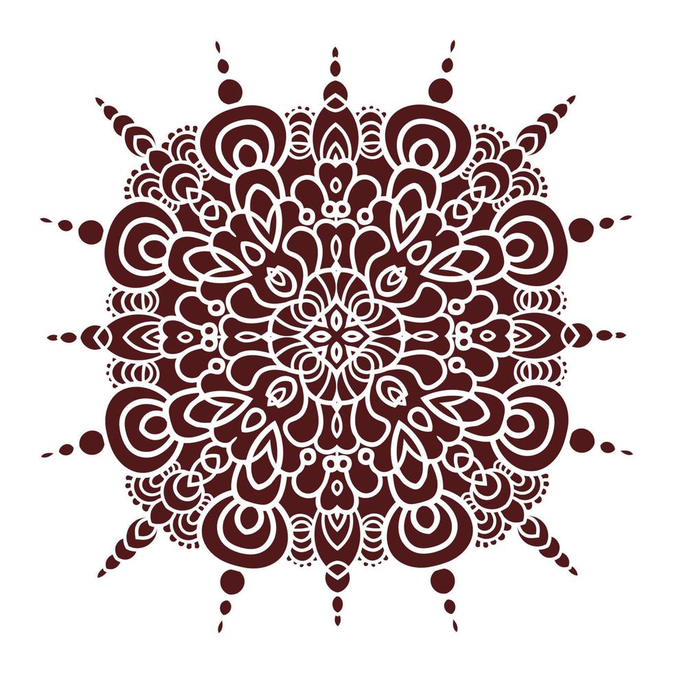 Handzeichnung Mandala-Element, Silhouette in Marsala-Farbe. im italienischen Majolika-Stil vektor