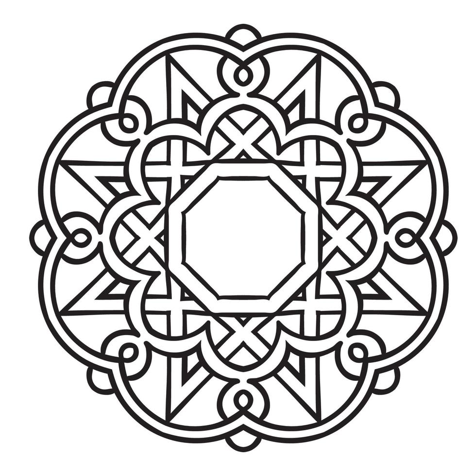 kreisförmiges Muster. islamische ethnische Verzierung für Töpferwaren, Fliesen, Textilien, Tätowierungen vektor