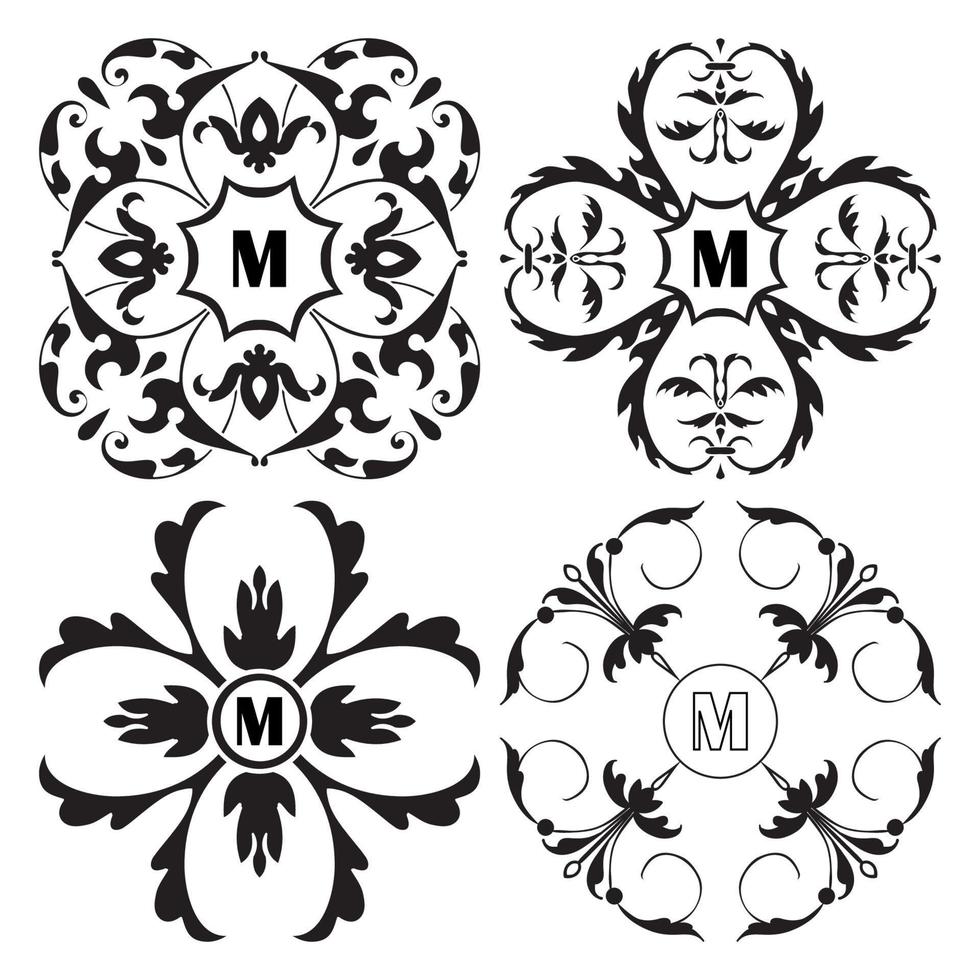 uppsättning av medeltida dekorativ monogram, ramverk sammansättning vektor