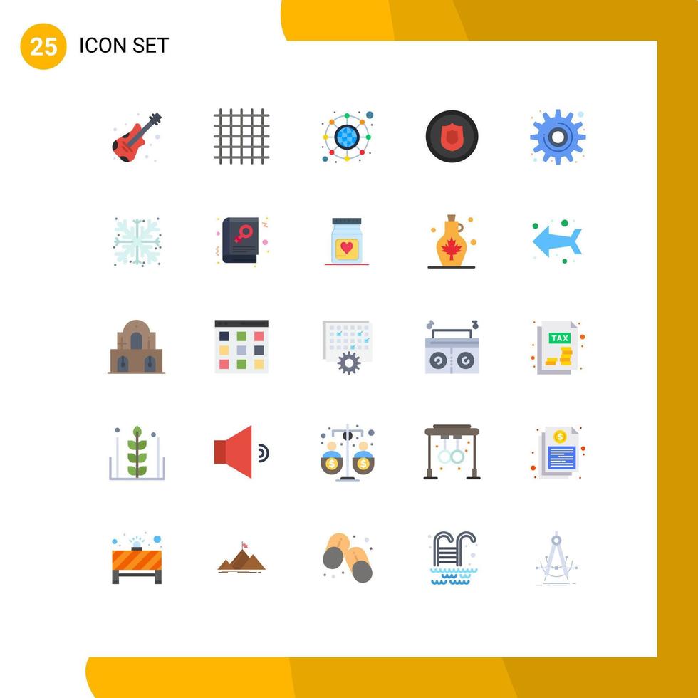 satz von 25 modernen ui-symbolen symbole zeichen für werkzeugzahnradhierarchie zahnsicherheit editierbare vektordesignelemente vektor