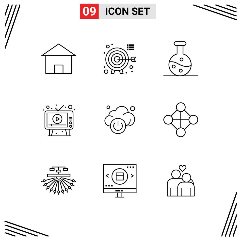 9 kreativ ikoner modern tecken och symboler av moln spela fokus media ad redigerbar vektor design element