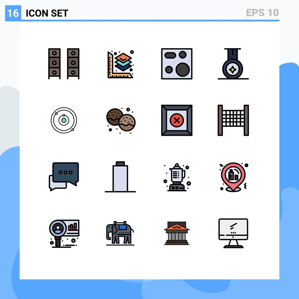 mobil gränssnitt platt Färg fylld linje uppsättning av 16 piktogram av utbildning astronomi matlagning sport Produkter redigerbar kreativ vektor design element