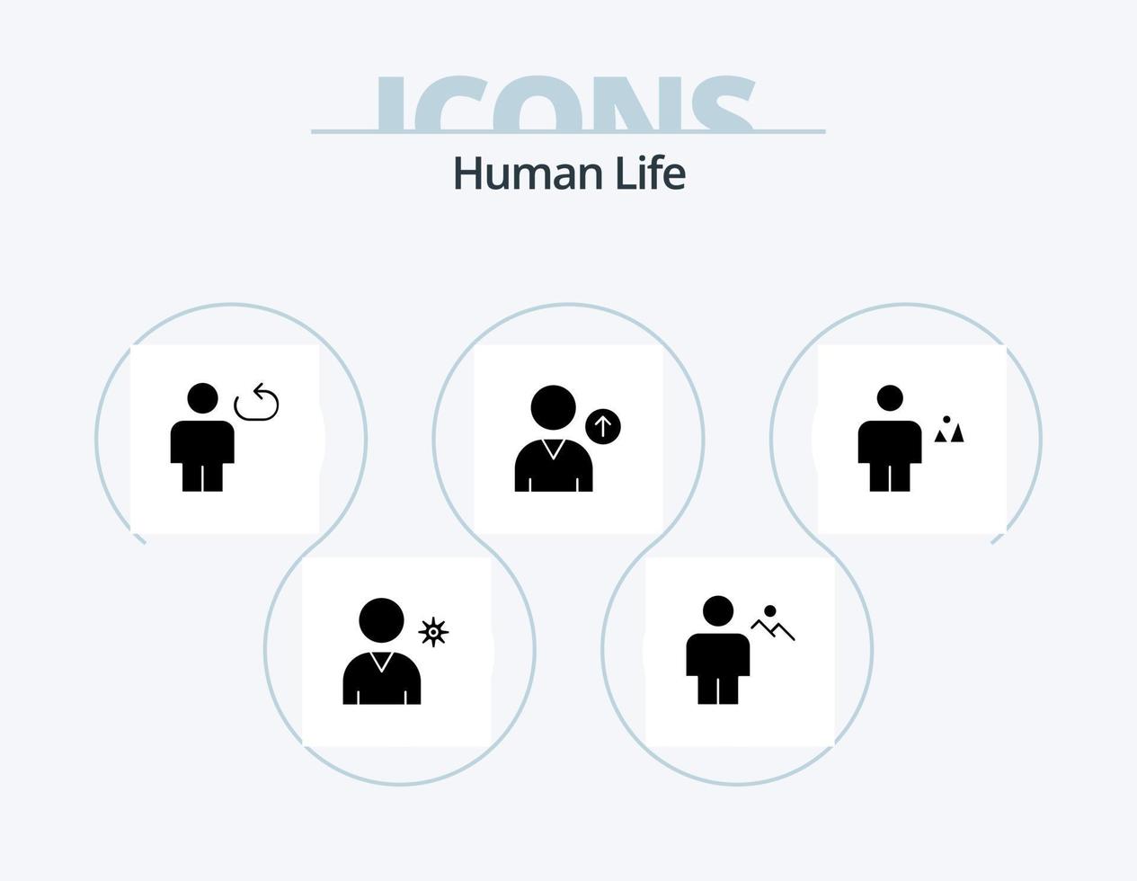 menschliches Glyphen-Icon-Pack 5 Icon-Design. Karosserie. Benutzer. Benutzerbild. hoch. wiederholen vektor