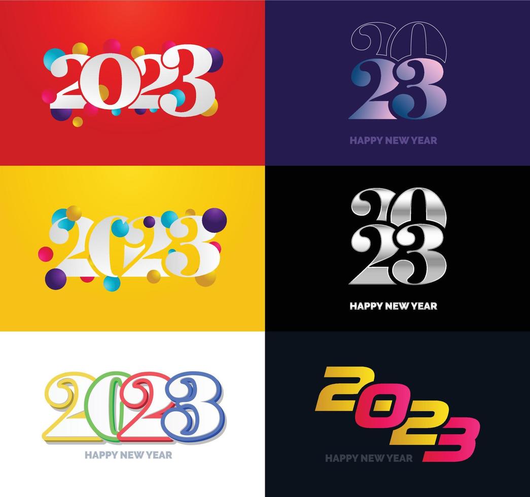 große reihe von 2023 frohes neues jahr logo text design 2023 zahlenentwurfsvorlage vektor