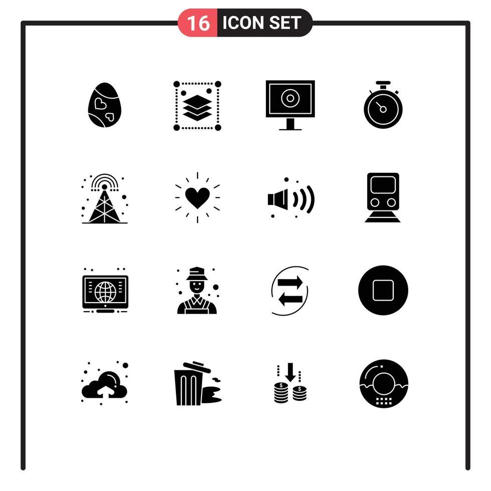 16 universelle solide Glyphen für Web- und mobile Anwendungen, Handy-Pin, verschiedene Navigationskompass, bearbeitbare Vektordesign-Elemente vektor