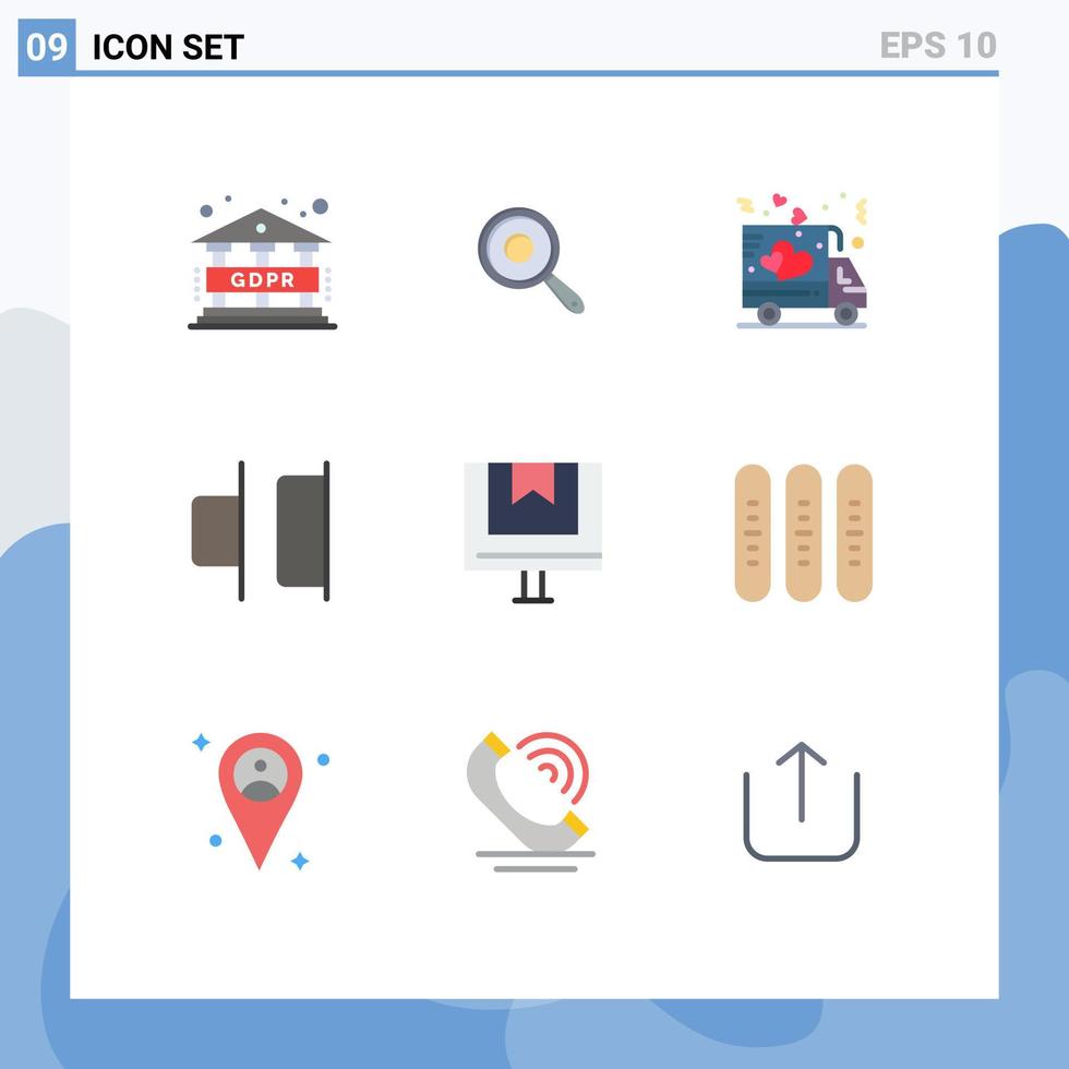 platt Färg packa av 9 universell symboler av e handel kärlek låda horisontell redigerbar vektor design element