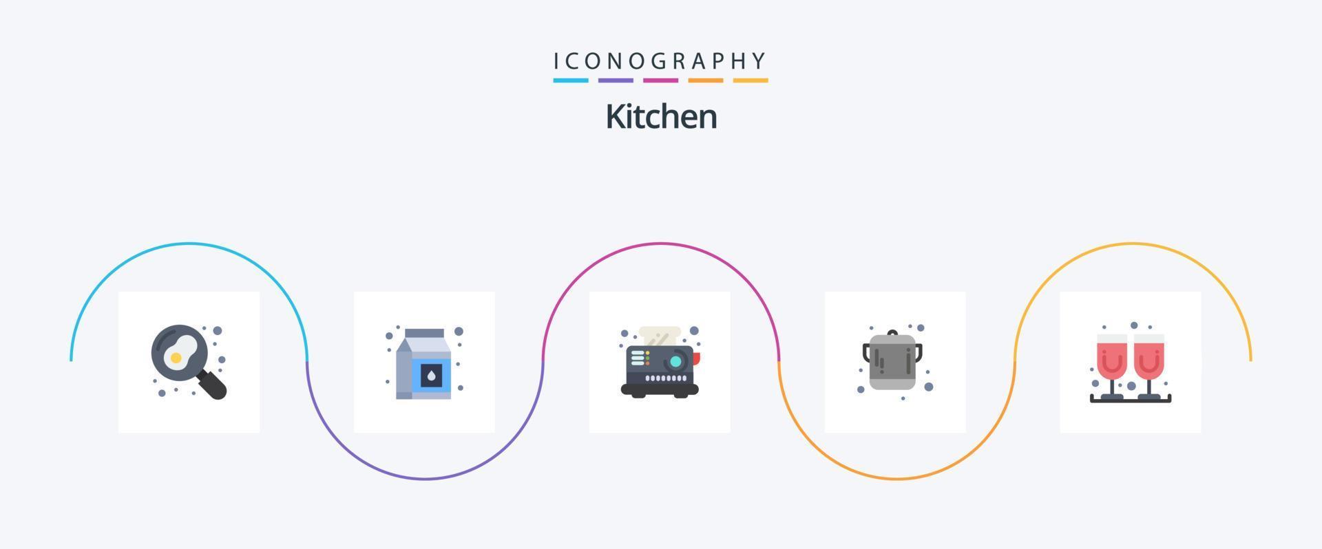 kök platt 5 ikon packa Inklusive . juice. elektrisk. glas. kök vektor