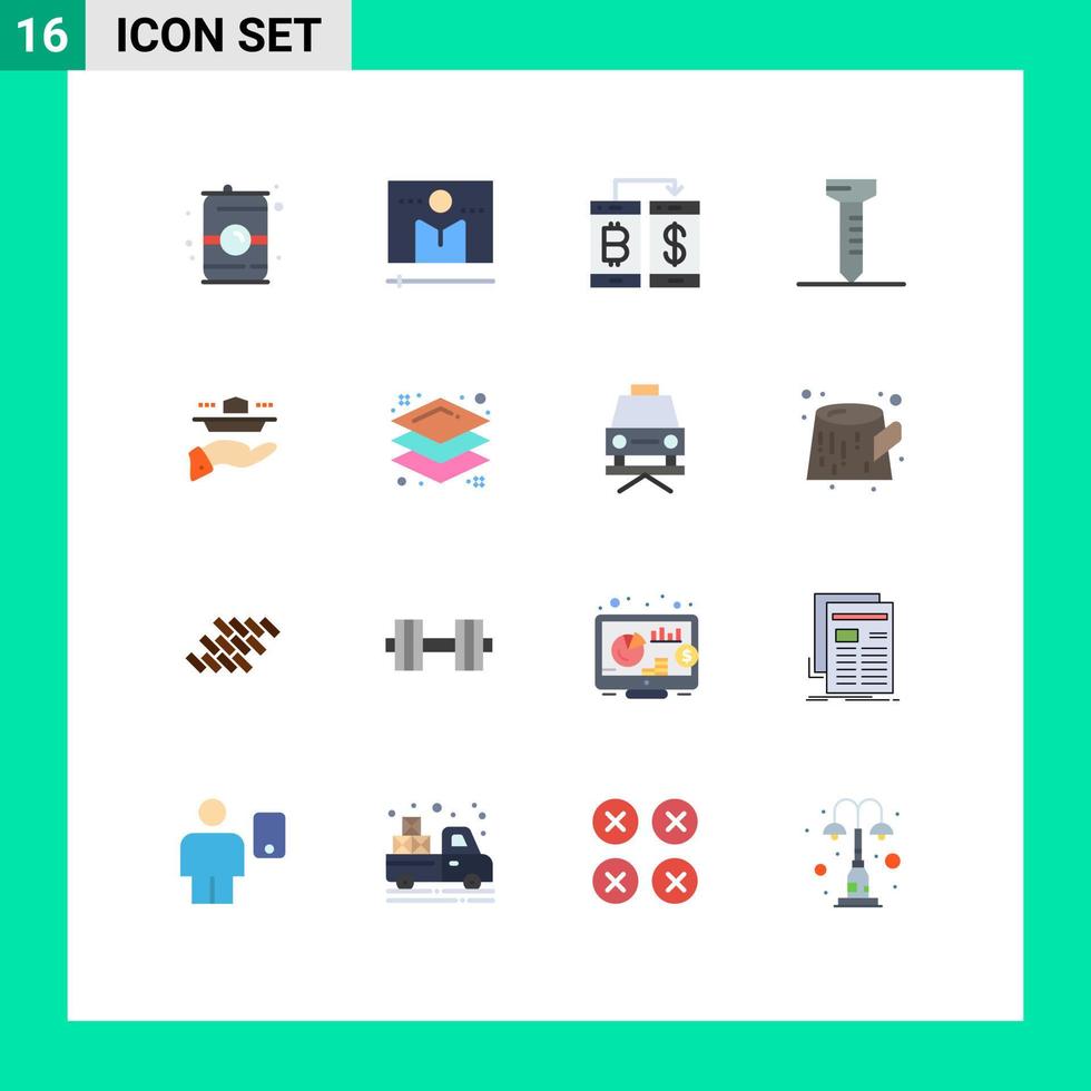 16 kreative Symbole, moderne Zeichen und Symbole des Restaurant-Spike-Player-Nagelschnittes, editierbares Paket kreativer Vektordesign-Elemente vektor