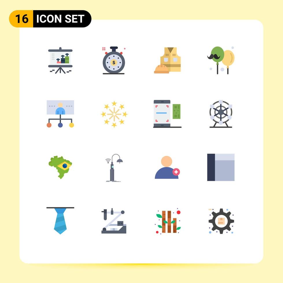 uppsättning av 16 modern ui ikoner symboler tecken för hierarki fäder dag arbetskraft jacka far ballong redigerbar packa av kreativ vektor design element