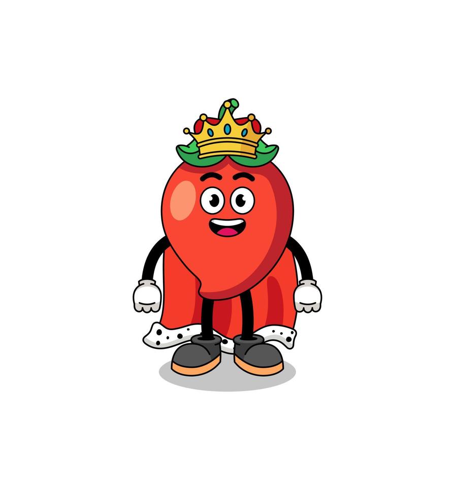 maskot illustration av chili peppar kung vektor