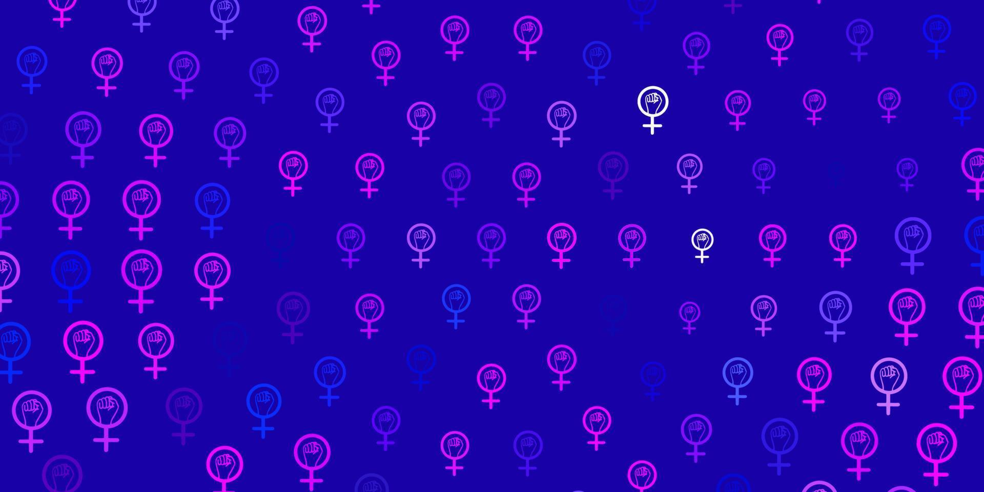 ljusrosa, blå vektorstruktur med kvinnors rättighetssymboler. vektor