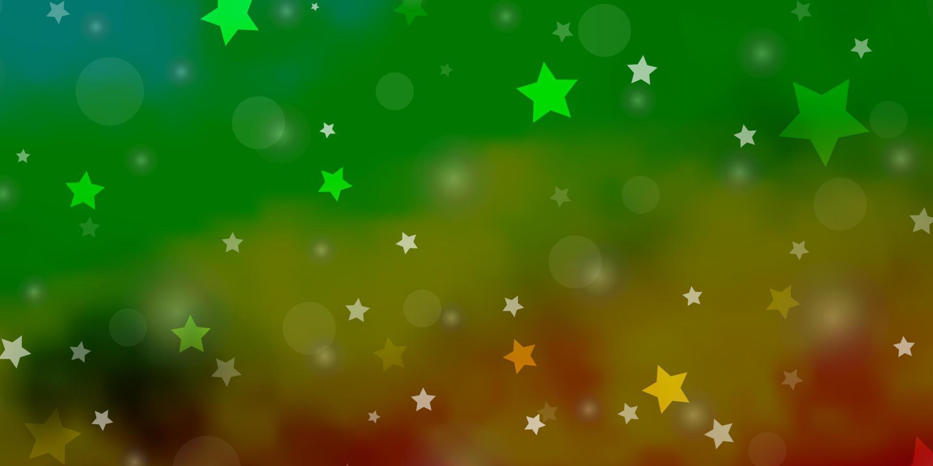 ljusgrön, gul vektorbakgrund med cirklar, stjärnor. vektor