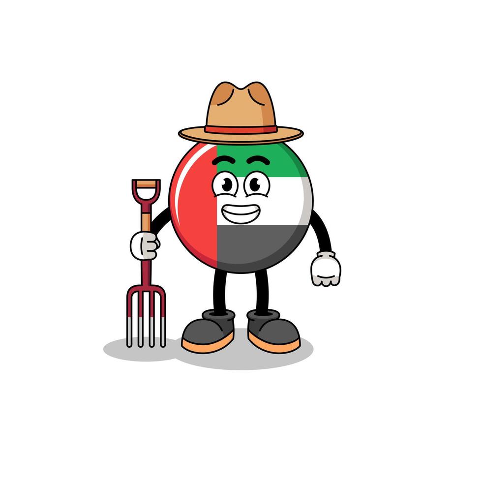 Cartoon-Maskottchen des Flaggenbauern der Vereinigten Arabischen Emirate vektor