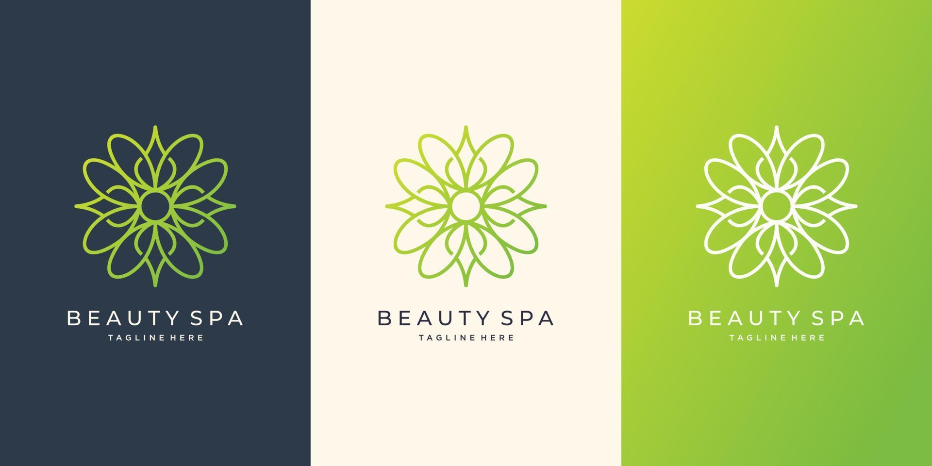 abstrakt blommig skönhet och spa logotyp design. minimalistisk blomma ros, abstrakt, gradient, inspirationer. vektor