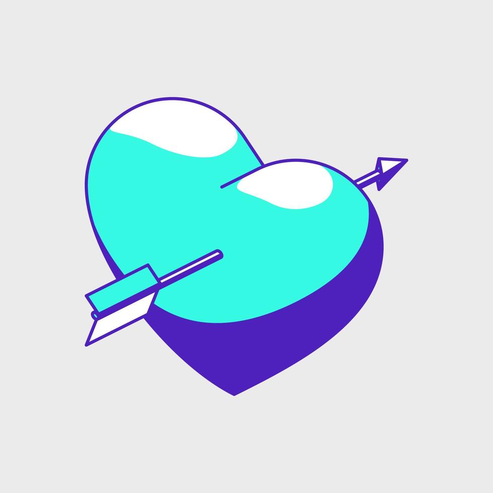 hjärta och pil isometrisk vektor ikon illustration