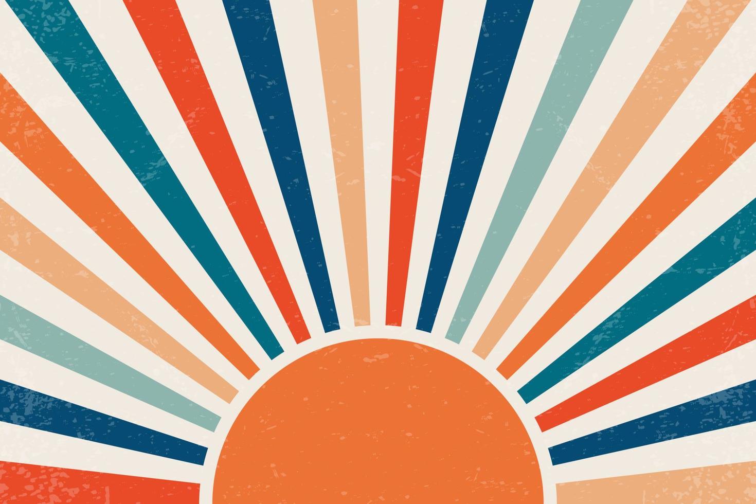 Retro-Sunburst-Hintergrund. Vintage helles Grunge-Plakat. horizontale vektorillustration für fahne, plakat und hintergrund vektor