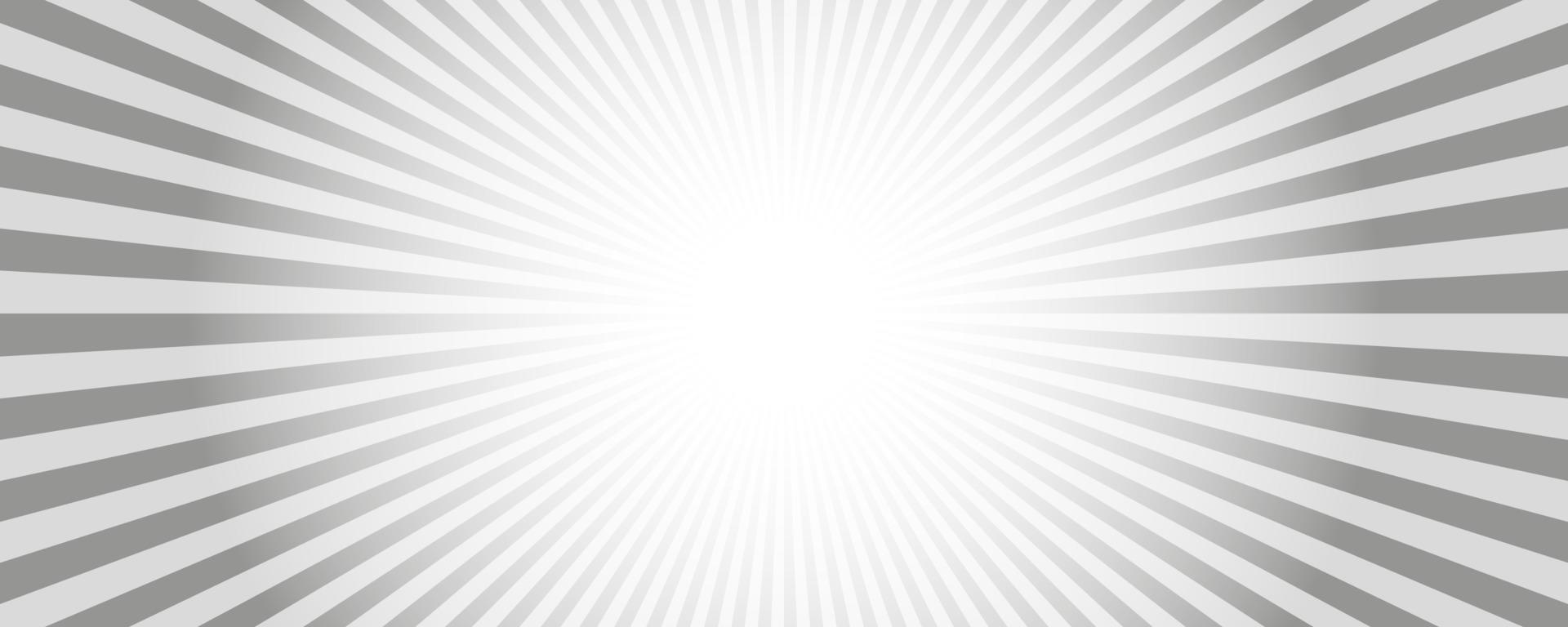 Hintergrund der Sonnenstrahlen. weißes und graues radiales abstraktes komisches Muster. Vektor Explosion abstrakte Linien Hintergrund