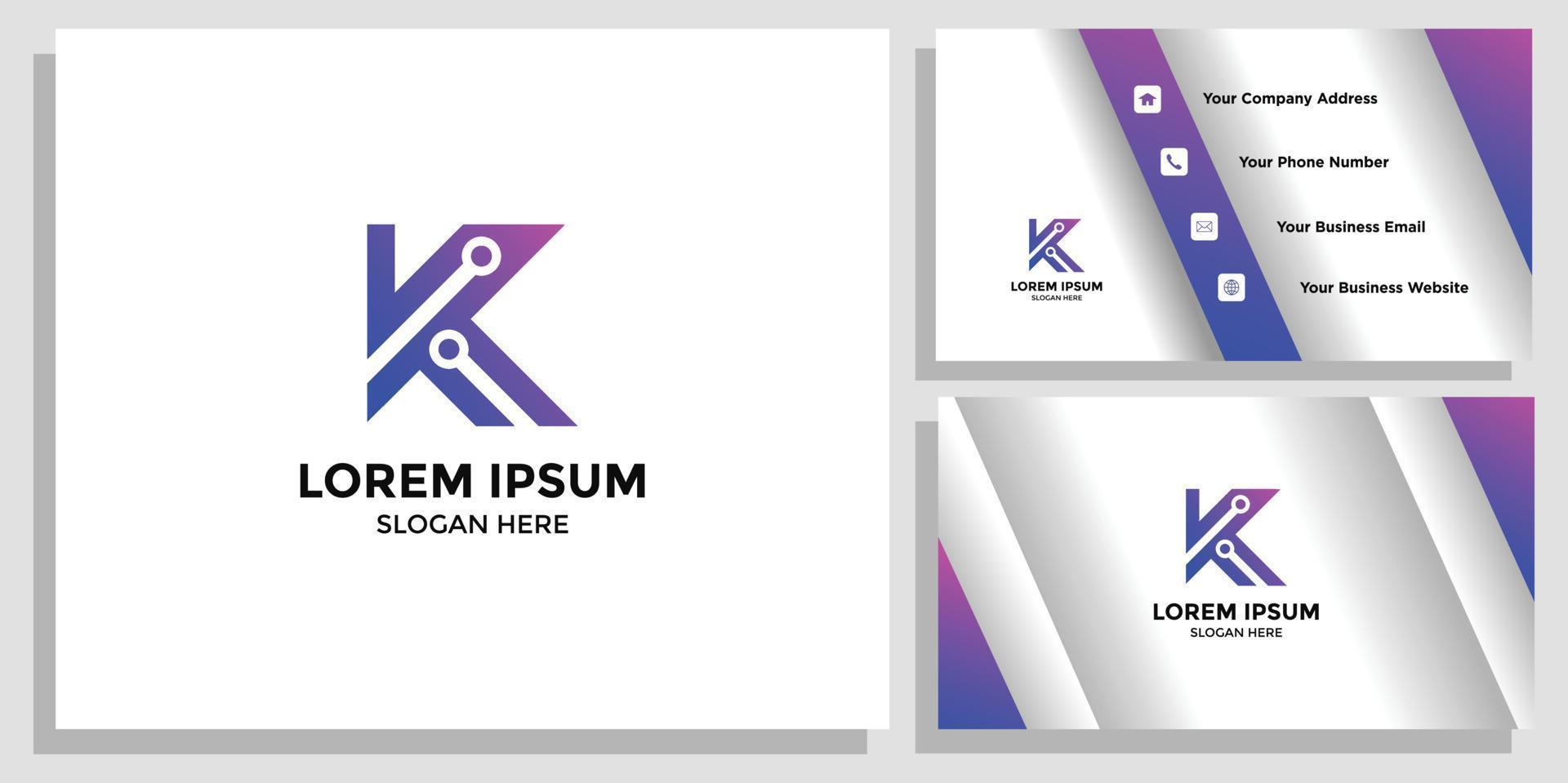k-Buchstaben-Logo-Design und Branding-Karte vektor