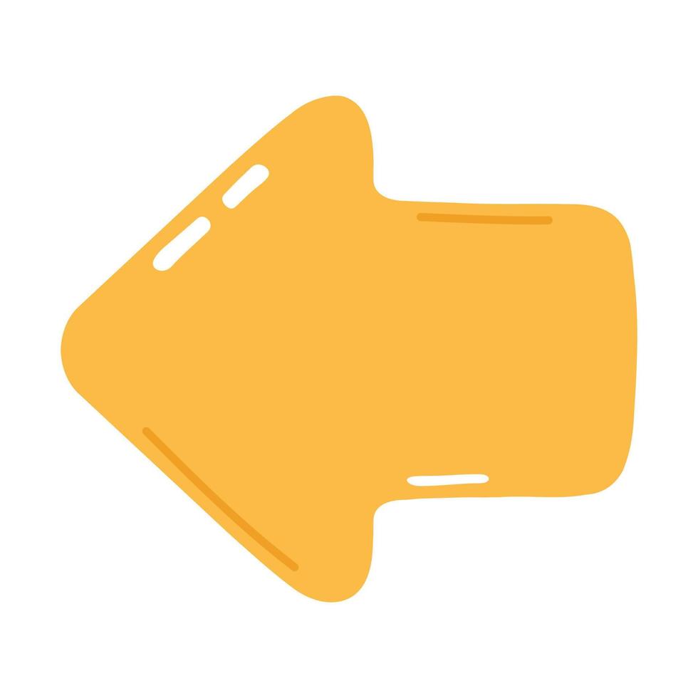 söt rolig gul pil ikon. vektor hand dragen tecknad serie söt karaktär illustration ikon. isolerat på vit bakgrund. gul pil vänster riktning