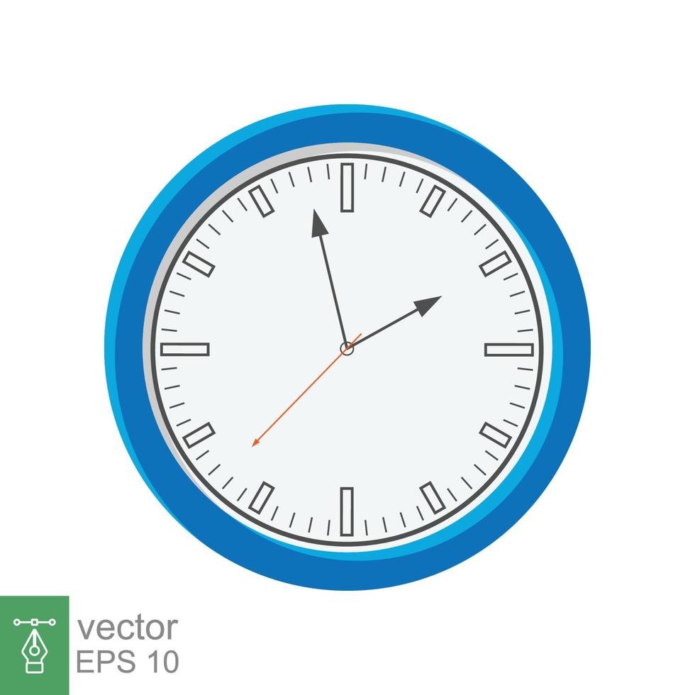 flaches Symbol der analogen Uhr. Zeitmanagement-Symbol, Chronometer mit Stunden-, Minuten- und Sekundenpfeil. einfache Vektorillustration lokalisiert auf weißem Hintergrund. Folge 10. vektor