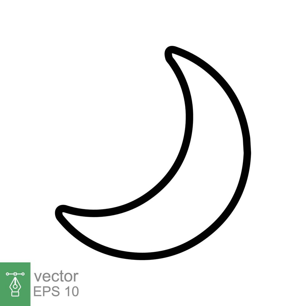 Mond-Symbol. einfacher Gliederungsstil. halbmond, halbmond, mondstern, licht, flaches design, nachtschlafzeitkonzept. dünne Linie Vektorillustration isoliert auf weißem Hintergrund. Folge 10. vektor