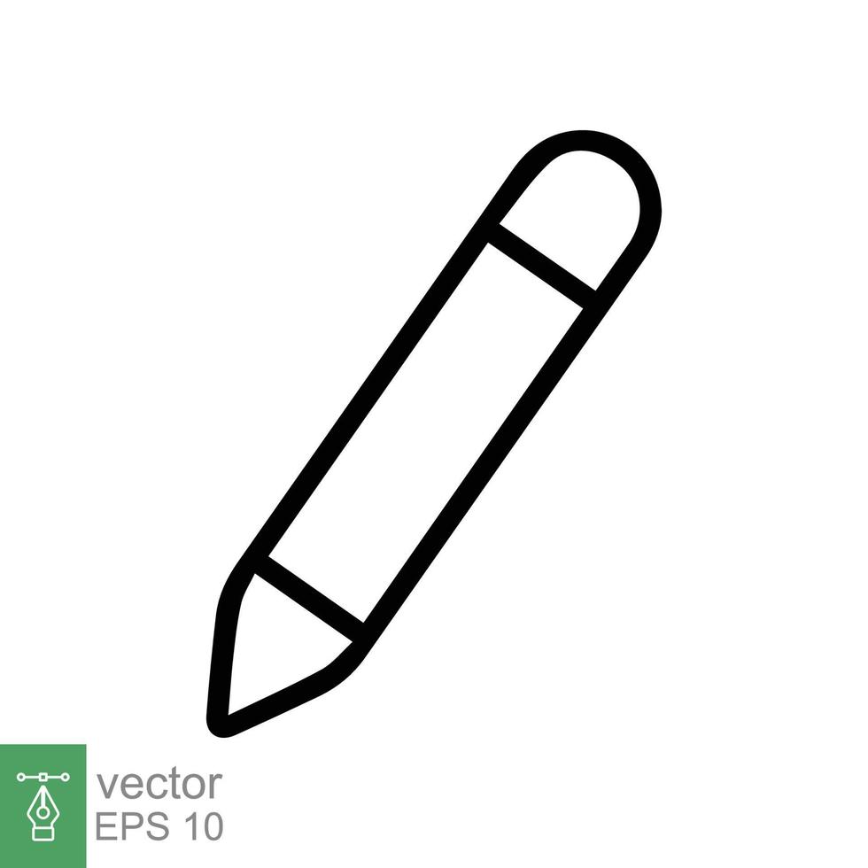 Bleistift-Symbol. einfacher Gliederungsstil. Bleistiftspitze. Zeichenstift, Graphit, Ebene, Schulelement, Bildungskonzept. dünne Linie Vektorillustration isoliert auf weißem Hintergrund. Folge 10. vektor
