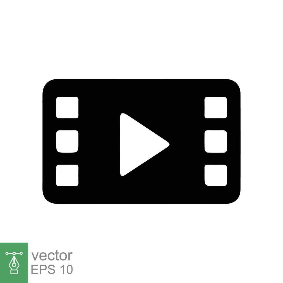 Film, Videosymbol abspielen. filmrolle, kinoskriptband, streifen, rolle, filmstreifen, unterhaltungskonzept. einfacher flacher Stil. Vektor-Illustration isoliert auf weißem Hintergrund. Folge 10. vektor