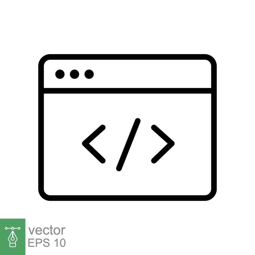 Website-Entwicklungssymbol. einfacher Gliederungsstil. Entwicklung, Code, Webprogrammierung, Technologiekonzept. dünne Linie Vektorillustration isoliert auf weißem Hintergrund. Folge 10. vektor